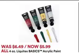 Michaels ALL 4 oz. Liquitex BASICS Acrylic paint offer