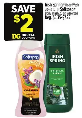 Dollar General Irish Spring Body Wash 20-30 oz. or Softsoap Body Wash 20 oz offer