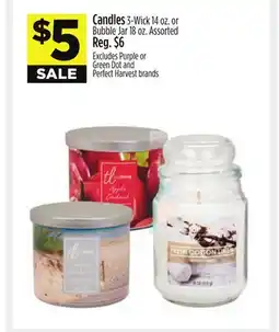 Dollar General Candles 3-Wick 14 oz. or Bubble Jar 18 oz offer