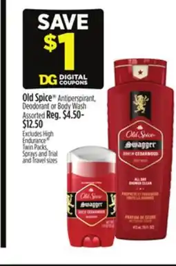 Dollar General Old Spice Antiperspirant, Deodorant or Body Wash offer
