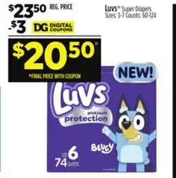 Dollar General Luvs Super Diapers offer