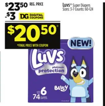 Dollar General Luvs Super Diapers offer