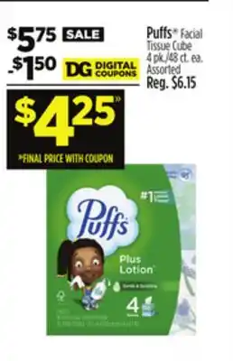 Dollar General Puffs Facial Tissue Cube offer