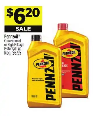 Dollar General Pennzoil Conventional or High Mileage Motor Oil offer