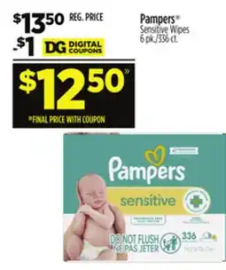 Dollar General Pampers Sensitive Wipes offer