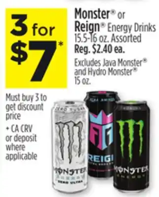 Dollar General Monster or Reign Energy Drinks offer