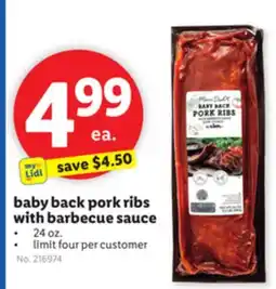 Lidl baby back pork ribs with barbecue sauce offer