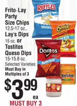 Smart & Final Frito-Lay Party Size Chips , Lay's Dips or Tostitos Queso Dips offer