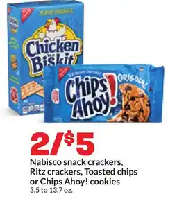 Hy-Vee Nabisco snack crackers, Ritz crackers, Toasted chips or Chips Ahoy! cookies offer