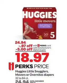 Hy-Vee Huggies Little Snugglers, Movers or Overnites diapers offer