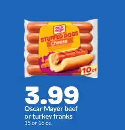 Hy-Vee Oscar Mayer beef or turkey franks offer