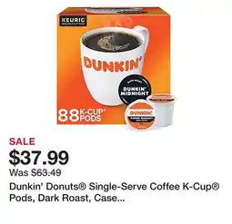 Office Depot Dunkin' Donuts Single-Serve Coffee K-Cup Pods, Dark Roast, Case Of 88 K-Cup Pods offer