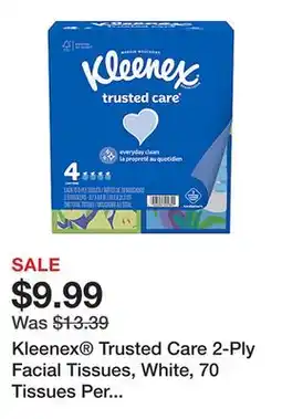 Office Depot Kleenex Trusted Care 2-Ply Facial Tissues, White, 70 Tissues Per Box, Pack Of 4 offer