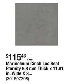 The Home Depot Marmoleum Cinch Loc Seal Eternity 9.8 mm Thick x 11.81 in. Wide X 35.43 in. Length Laminate Floor Tile (20.34 sq. ft/Case) offer