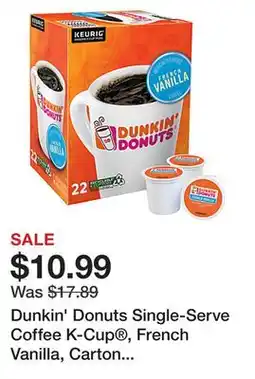 Office Depot Dunkin' Donuts Single-Serve Coffee K-Cup , French Vanilla, Carton Of 22 offer