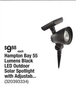 The Home Depot Hampton Bay 55 Lumens Black LED Outdoor Solar Spotlight with Adjustable Head offer