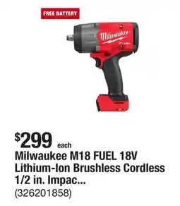 The Home Depot Milwaukee M18 FUEL 18V Lithium-Ion Brushless Cordless 1/2 in. Impact Wrench with Friction Ring (Tool-Only) offer