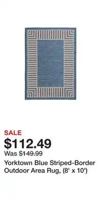 Big Lots Yorktown Blue Striped-Border Outdoor Area Rug, (8' x 10') offer