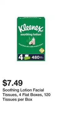 Big Lots Soothing Lotion Facial Tissues, 4 Flat Boxes, 120 Tissues per Box offer