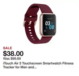 Belk iTouch Air 3 Touchscreen Smartwatch Fitness Tracker for Men and Women: Rose Gold Case with Merlot Strap offer