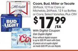 Ralphs Coors, Bud, Miller or Tecate offer