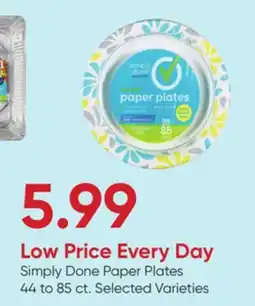 Stater Bros Simply Done Paper Plates offer