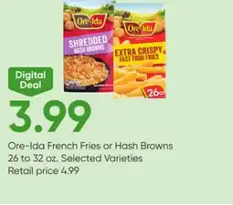Stater Bros Ore-Ida French Fries or Hash Browns offer