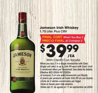 Ralphs Jameson Irish Whiskey offer