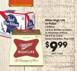 Ralphs Miller High Life or Pabst offer