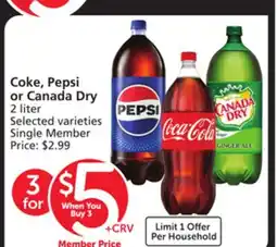 Vons Coke, Pepsi or Canada Dry offer