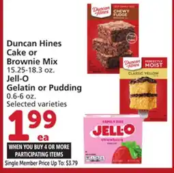 Vons Duncan Hines Cake or Brownie Mix 15.25-18.3 oz. Jell-O Gelatin or Pudding 0.6-6 oz offer