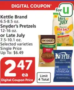 Albertsons Kettle Brand 6.5-8.5 oz. Snyder's Pretzels 12-16 oz. or Late July 7.5-10.1 oz offer