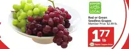 Albertsons Red or Green Seedless Grapes offer