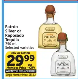 Albertsons Patrón Silver or Reposado Tequila offer