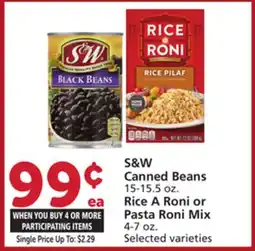 Albertsons S & W Canned Beans 15-15.5 oz. Rice A Roni or Pasta Roni Mix 4-7 oz offer