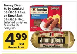 Albertsons Jimmy Dean Fully Cooked Sausage 9.6 oz. or Breakfast Sausage 16 oz offer