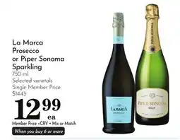 Pavilions La Marca Prosecco or Piper Sonoma Sparkling offer