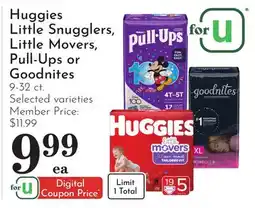 Pavilions Huggies Little Snugglers, Little Movers, Pull-Ups or Goodnites offer