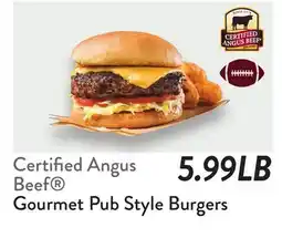 Fresh Thyme Certified Angus Beef Gourmet Pub Style Burgers offer