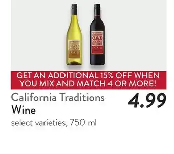 Fresh Thyme California Traditions Wine offer