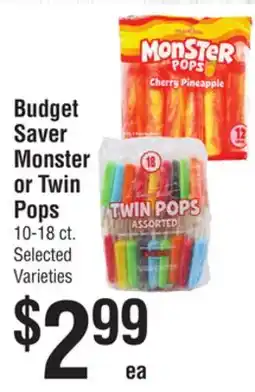 Smart & Final Budget Saver Monster or Twin Pops offer