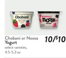 Fresh Thyme Chobani or Noosa Yogurt offer