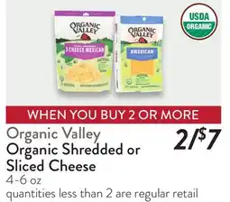 Fresh Thyme Organic Valley Organic Shredded or Sliced Cheese offer