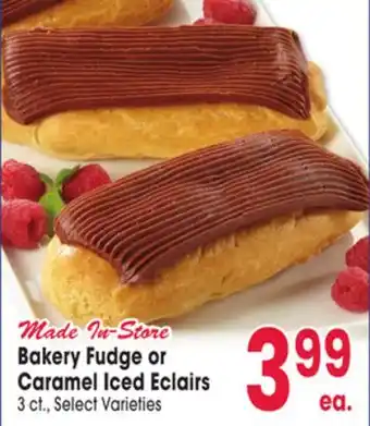 Jewel-Osco Bakery Fudge or Caramel Iced Eclairs offer