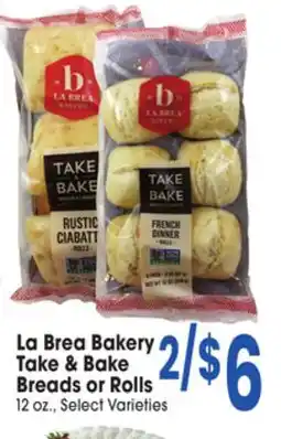 Jewel-Osco La Brea Bakery Take & Bake Breads or Rolls offer