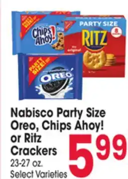 Jewel-Osco Nabisco Party Size Oreo, Chips Ahoy! or Ritz Crackers offer