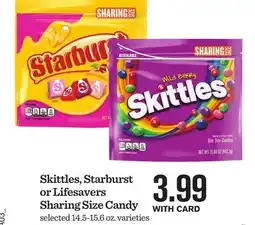 Mariano's Skittles, Starburst or Lifesavers Sharing Size Candy offer