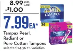 Mariano's Tampax Pearl, Radiant or Pure Cotton Tampons offer