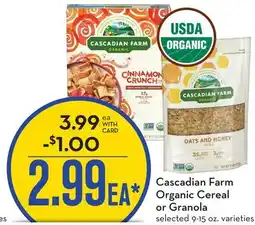 Mariano's Cascadian Farm Organic Cereal or Granola offer