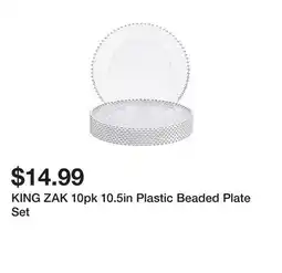 Marshalls KING ZAK 10pk 10.5in Plastic Beaded Plate Set offer